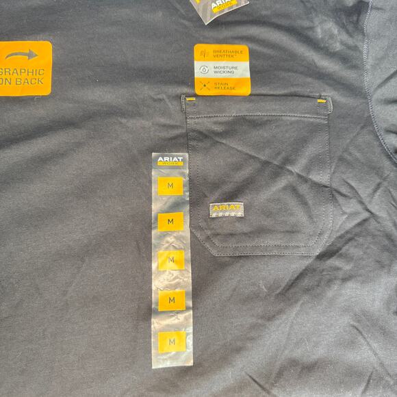 Ariat Rebar Men's sz Medium Black Short Sleeve Workman Working Dog Shirt NWT - Picture 4 of 12